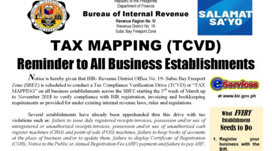 BIR Tax Compliance and Verification Drive (TCVD) about to start